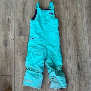 Patagonia Teal Kids Snow Bibs with Reflective Details